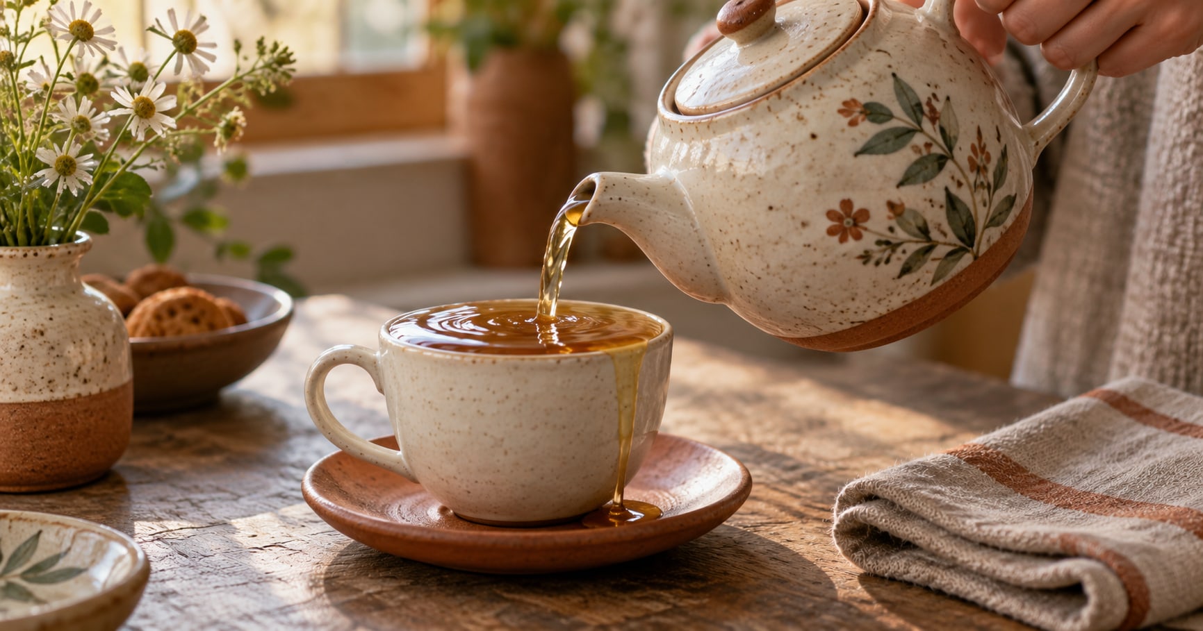 Conceptual AI-generated illustration: A hand pours tea into a cup already full, with a small trickle reaching the saucer. A metaphor for the article, not actual people, a tested workflow or measured results.
