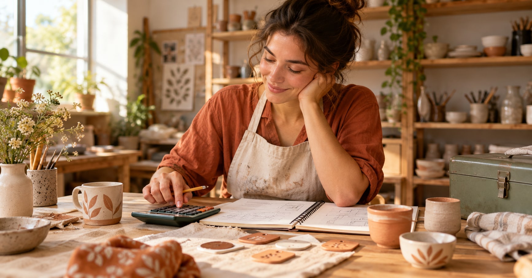 Conceptual AI-generated illustration: A workshop planner settles a small calculation at a sunny table. A metaphor for the article, not actual people, a tested workflow or measured results.